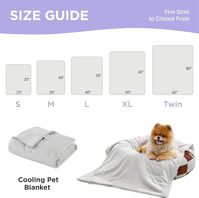 Lesure Premium Cooling Blanket for Extra Large Dogs Washable - Breathable Pet Throw Blanket with Q-MAX>0.4 for Summer,Soft Cat Cooling Mat, Furniture Protector Bed Couch, Grey, 50x60