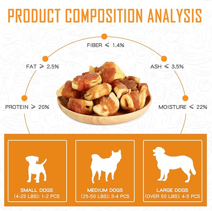 Dog Treats Apple Slice Chicken Wrapped, Training Treats w/Taurine for Small Medium Large Dogs, 12.5 oz