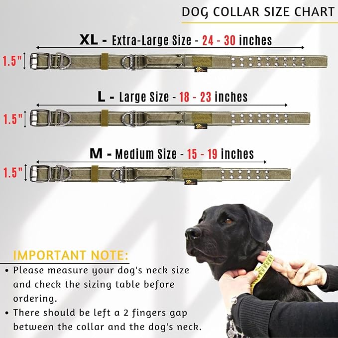 ADITYNA Heavy Duty Dog Collar for Large Dogs - Reflective Green Collar with Handle for Training, and Walking - Wide, Thick, Tactical, Soft Neoprene Padded