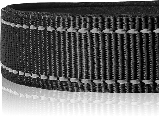 Joytale Reflective Dog Collar,Soft Neoprene Padded Breathable Nylon Pet Collar Adjustable for Extra Large Dogs,Black,XL