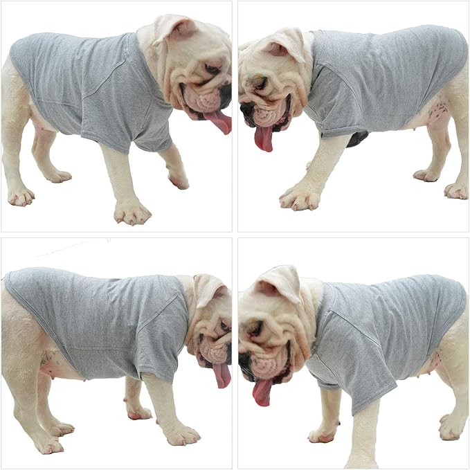 Lovelonglong 2019 Pet Clothing Dog Costumes Basic Blank T-Shirt Tee Shirts for Medium Large Dogs Gray XXXL