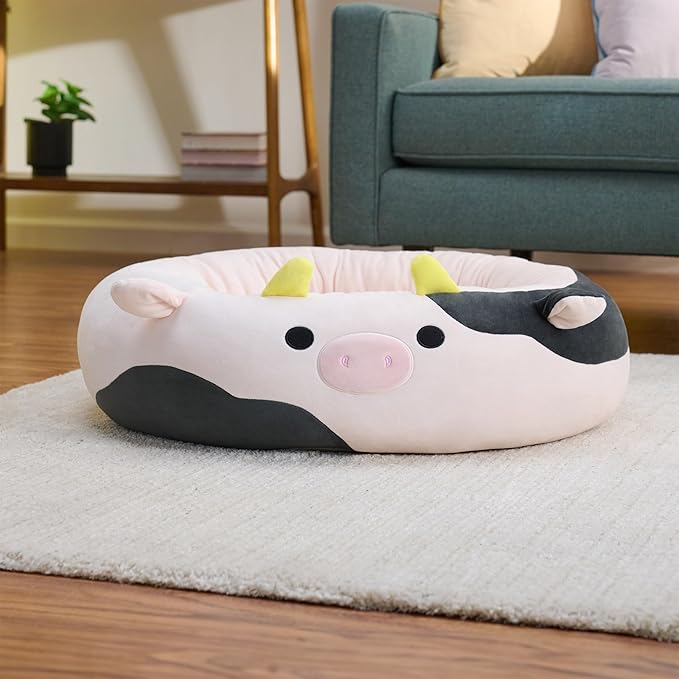 Squishmallows Original 24-Inch Connor The Cow Pet Bed - Medium-Sized Ultrasoft Official Jazwares Plush Pet Bed