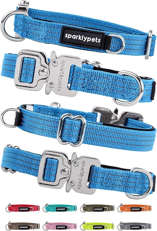 SparklyPets Extra Small Dog Collar with Quick Release Chrome Buckle & AirTag Holder – Premium Small Breeds Collars with Reflective Stripes & Soft Lining for Female & Boy Dogs