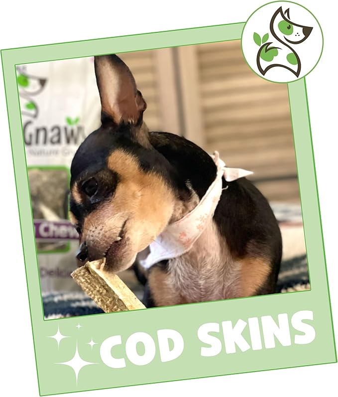 Nature Gnaws Cod Skin Strips for Dogs 4-6" (12oz) - Delicious Fish Skins for Small, Medium & Large Breeds - Premium Natural Dog Chew Treats