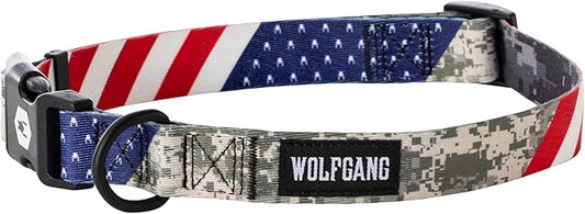 Wolfgang Heavy Duty, Adjustable Dog Collar with Quick Release Nylon Buckle for Walking & Training, DigitalDog Print, Small
