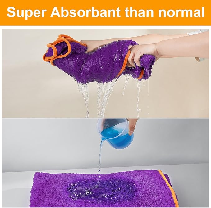 Bienbee Dog Bathrobe, Quick Drying Super Absorbent Dog Robes for After Bath, Warm Keeping Dogs Towel, Dogs Bath Supplies, Dark Purple XL