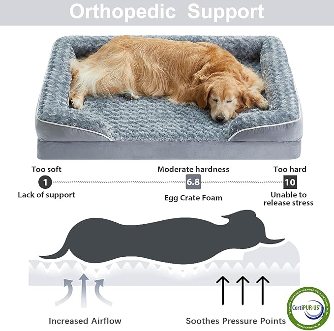 WNPETHOME XXLarge Dog Bed - Washable, Waterproof & Non-Skid, Orthopedic Egg Foam Couch for XXLarge Dogs