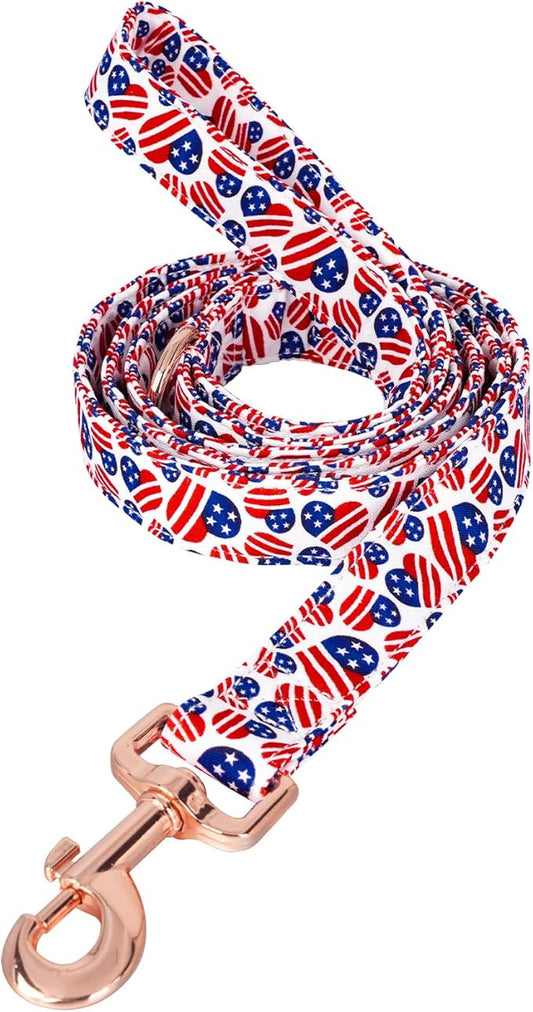 Tunkoo American Flag Dog Leash Super Cute Heart, Durable and Stylish Pet Leash with Metal Buckle, Available in Small, Medium, Large Pets Daily Walking M