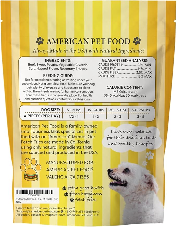 Beef and Sweet Potato Jerky, All Natural Dog Treats, Soft and Chewy, Made in USA, Grain Free (5 oz)
