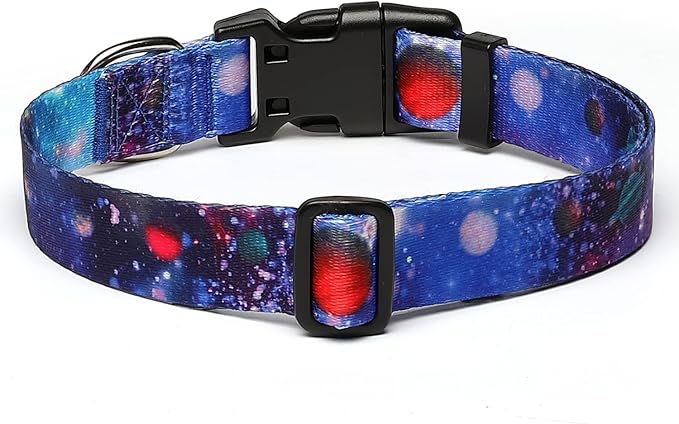 Adjustable Dog Collar with Patterns, Ultra Comfy Soft Nylon Breathable Pet Collar for Small Medium Large Dogs (L, Galaxy)