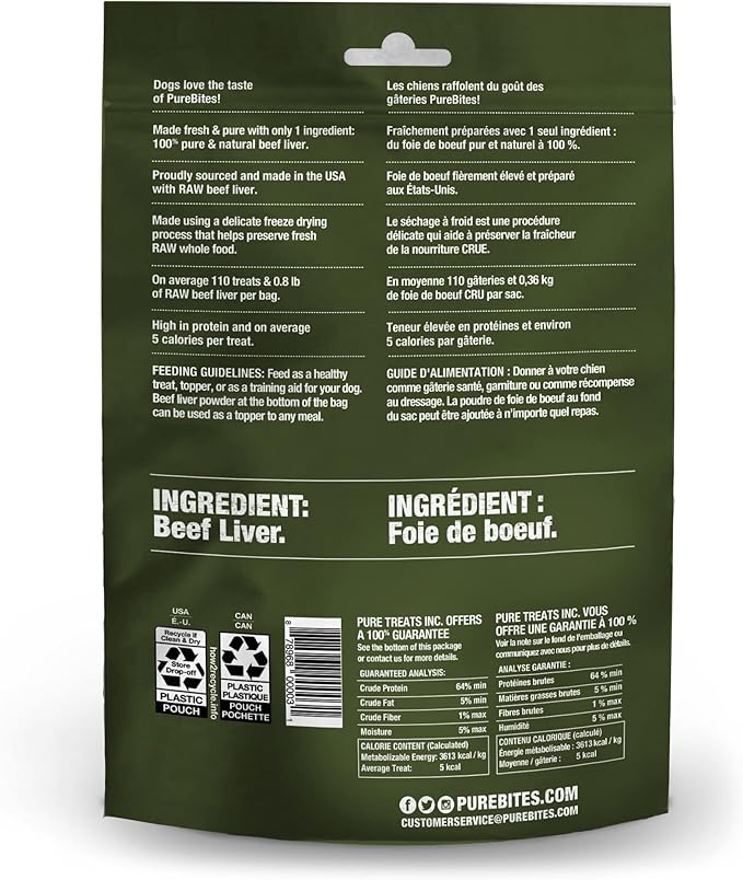 Purebites Beef Liver For Dogs, 4.2Oz / 120G - Mid Size