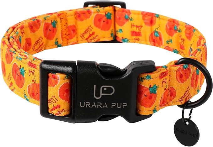 Halloween Pumpkin Dog Collar,Lightweight Orange Halloween Puppy Collar with Plastic Buckle,Fancy for Dogs,Suitable for Small Medium Large Girl or Boy Dogs