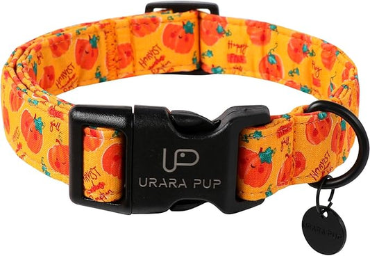 Halloween Pumpkin Dog Collar,Lightweight Orange Halloween Puppy Collar with Plastic Buckle,Fancy for Dogs,Suitable for Small Medium Large Girl or Boy Dogs
