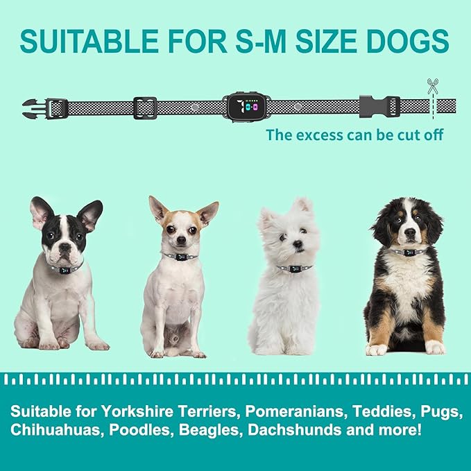 Anti-Bark Collar for Small Dogs, No Shock Anti Barking Collars with 7 Sensitivities, 3 Adjustable Modes Beep & Vibration, IP67 Waterproof - Effective & Humane, Premium Black
