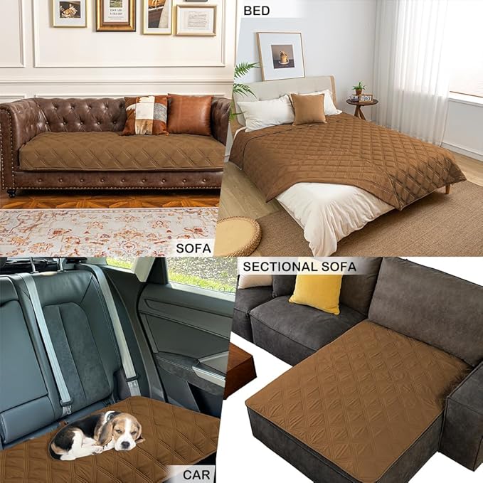 fuguitex Waterproof Dog Blanket Reversible for Small Dogs Resistant Leakproof Washable Couch Cushion Bed Protector Cover for Indoor Furniture Pet Friendly(30"*53",Brown+Brown