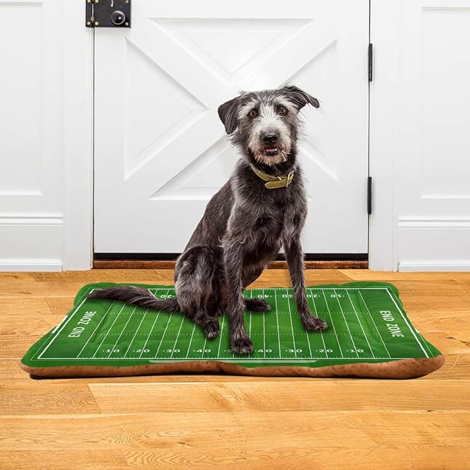 American Football Field Dog Bed Cat Bed, Rectangle Comfortable Pet Bed, Ultra Soft Calming Dog Bed for Small Medium Large Dogs, 36" x 24"