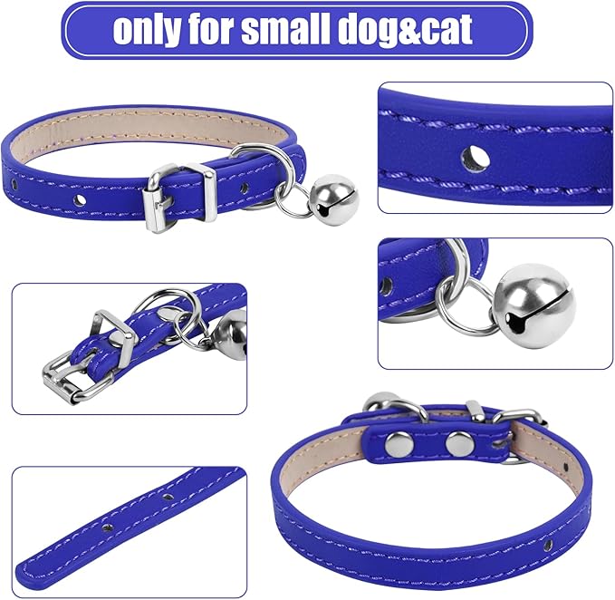 XXS Teacup Dog Collar, Blue, 3/8 inch Width