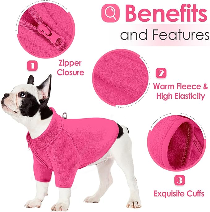 AOFITEE Dog Fleece Sweater, Dog Sweaters for Medium Dogs Girl Boy, Warm Dog Sweater for Dogs Male Female, Fleece Dog Vest Lightweight Dog Winter Jacket Sweatshirt with D-Ring and Turtleneck, L