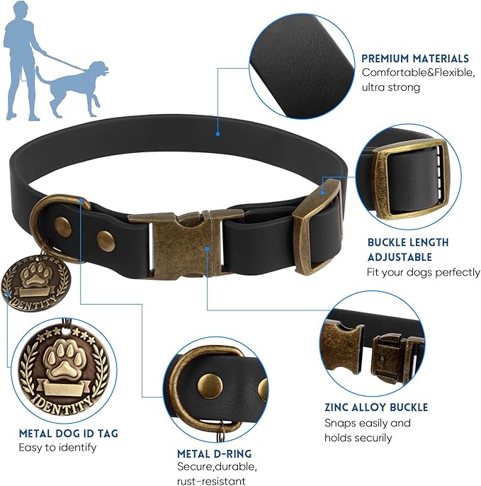 Wisedog Dog Collar and Leash Set Combo: Adjustable Pet Collars with Dog Leashes for Small Medium Large Dogs, Includes 1 Bonus of Poop Bag Holder (XS(Collar:8.5"-12";Leash:4 ft), Black)