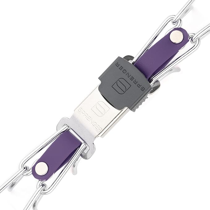 Herm Sprenger Chrome Plated Steel Dog Collar with Quick Release ClicLock Buckle and Biothane Insert Training Collar for Dogs Made in Germany (Violet Purple, 23in x 3.2mm(Neck Size up to19-20in))