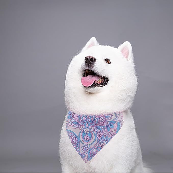 7 PCS Paisley Dog Bandanas for Large Dogs Breed 33 Inch Extra Large Polyester Dog Bandana XL Scarves Party Grooming L