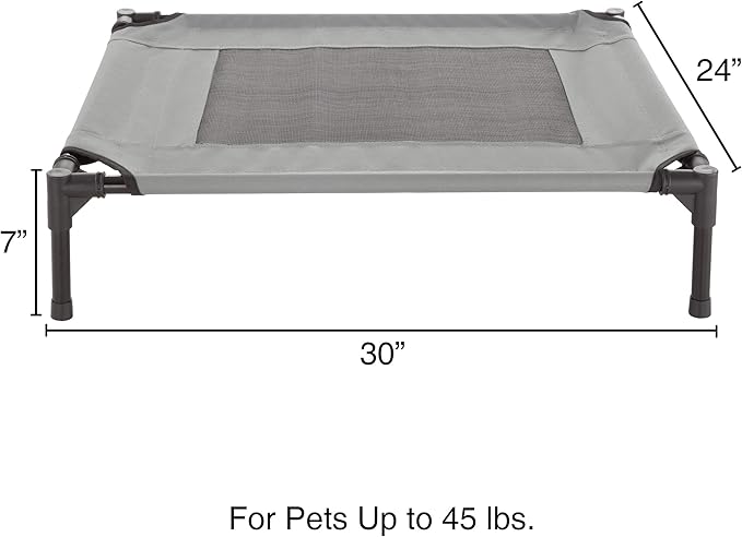 Elevated Dog Bed - 30x24-Inch Portable Pet Bed with Non-Slip Feet - Indoor/Outdoor Dog Bed or Puppy Cot for Pets up to 50lbs by PETMAKER (Gray)