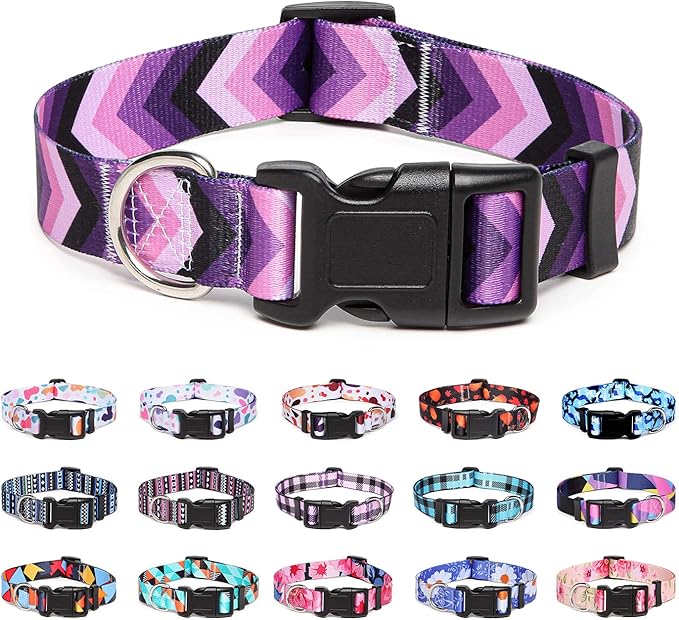 Adjustable Dog Collar with Patterns, Ultra Comfy Soft Nylon Breathable Pet Collar for Small Medium Large Dogs (M, Arrow)