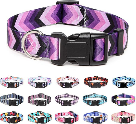 Adjustable Dog Collar with Patterns, Ultra Comfy Soft Nylon Breathable Pet Collar for Small Medium Large Dogs (M, Arrow)