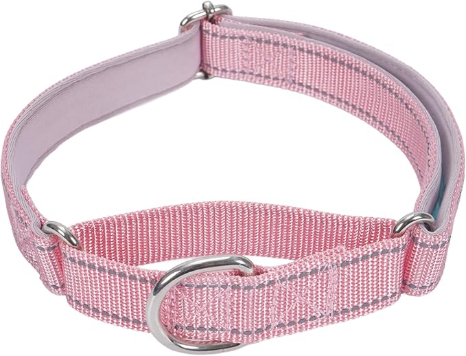 SGODA Martingale Dog Collar, Reflective Nylon Padded Dog Training Collars for Medium Dogs, Pink M