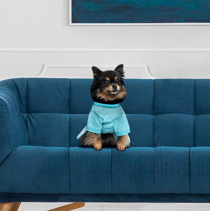 Juicy Couture Turquoise Tulle Sequin Dog Dress ā Pullover Design Puppy Shirt with Elasticated Waistline and Flared Skirt, Doggie Clothes for Convenient Bathroom Breaks, X-Small (2-4 lbs.)