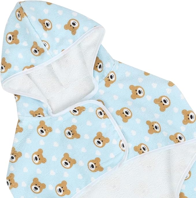 HDE Dog Bathrobe Super Absorbent Quick Drying Towel with Hood for All Dog Breeds Sizes S-XXL - Teddy Bears - XXL