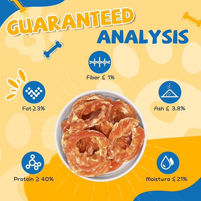 Dog Treats Chicken Jerky Rings, Natural Chicken Breast, Healthy Training Rewards for Dogs w/Glucosamine Chondroitin