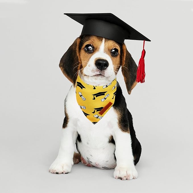 Realeaf Graduation Dog Bandanas 2 Pack, Reversible Pet Scarf for Boy and Girl, Premium Durable Fabric, Holiday Bandana for Small Medium Large and Extra Large Dogs (Graduation, Small)