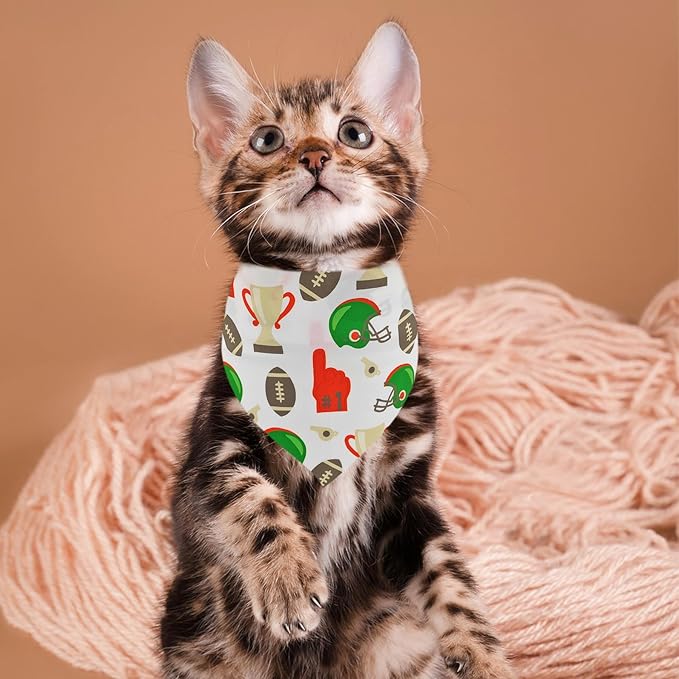 7 PCS Football Dog Bandanas for Small Dogs Kittens 18 Inch American Football Dog Bandanas for Puppy Doggy XS Football Scarves for Game Day Grooming S