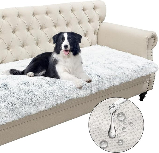 Waterproof Dog Bed Cover, Soft Plush Pet Blanket with Anti-Slip Back for Bed Couch Sofa, Furniture Protector for Small, Medium and Large Dogs and Cats (Magic Gray, 30"x90")