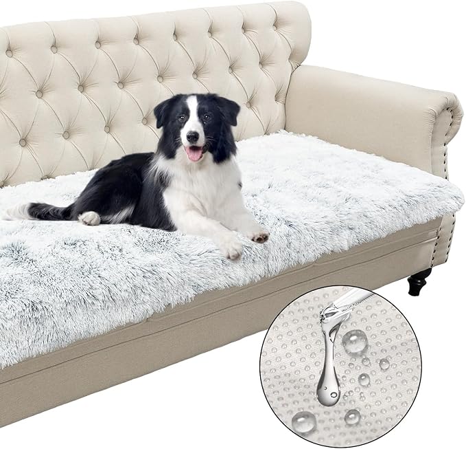Waterproof Dog Bed Cover, Soft Plush Pet Blanket with Anti-Slip Back for Bed Couch Sofa, Furniture Protector for Small, Medium and Large Dogs and Cats (Magic Gray, 30"x70")