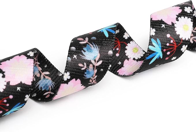 Adjustable Dog Collar with Patterns, Ultra Comfy Soft Nylon Breathable Pet Collar for Small Medium Large Dogs (L, Light Pink Flower)