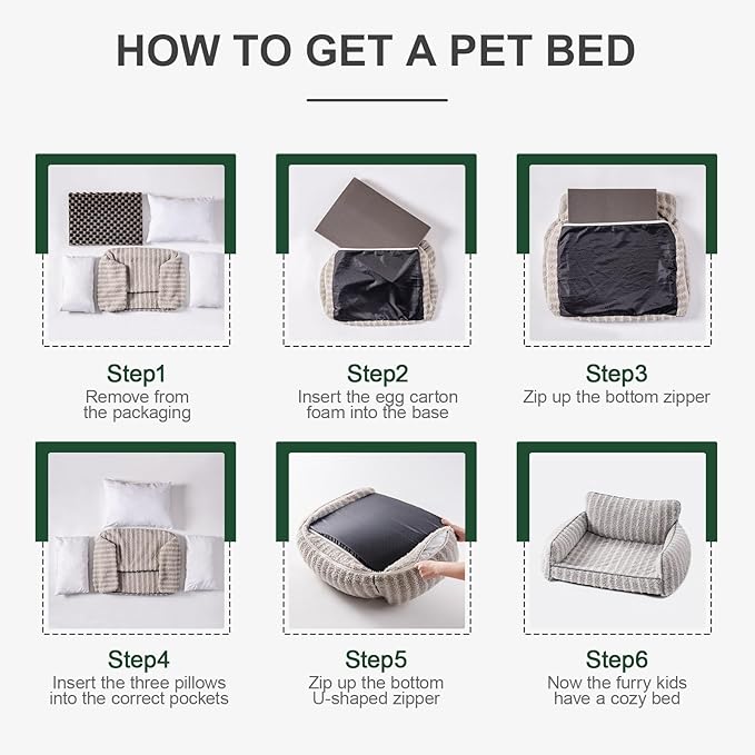 Mewoo Cat Beds for Indoor Cats, Cat Couch with Removable Washable Cover, Orthopedic Small Dog Bed Cute Pet Bed with Non-Slip Bottom (26.0" L x 19.0" W x 11.8" Th, Grey)