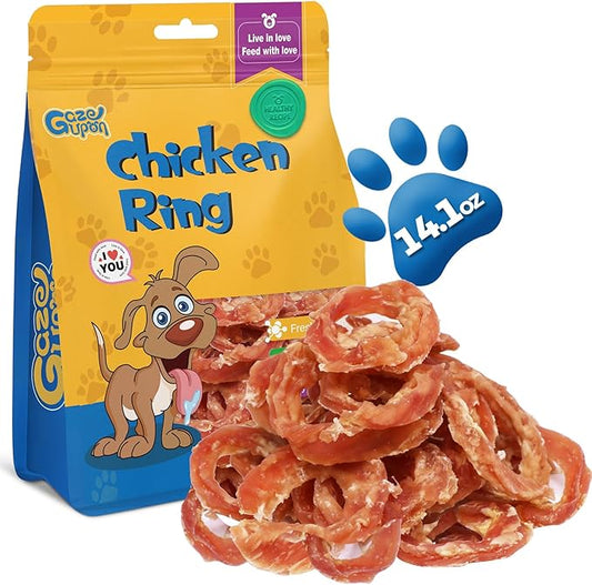 Dog Treats Chicken Jerky Rings, Natural Chicken Breast, Healthy Training Rewards for Dogs w/Glucosamine Chondroitin