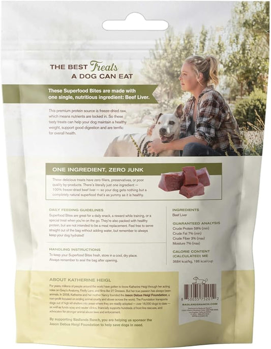 Superfood Bite, Freeze-Dried Raw Dog Treats - Protein Rich, Train & Reward, Traceable Single Ingredient by Katherine Heigl (Beef Liver)