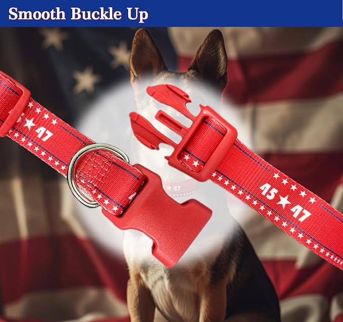 2024 American Blue Red Dog Collar, Embroidered Dog Collar, Adjustable for Small Medium Large Dogs, Congratulations.