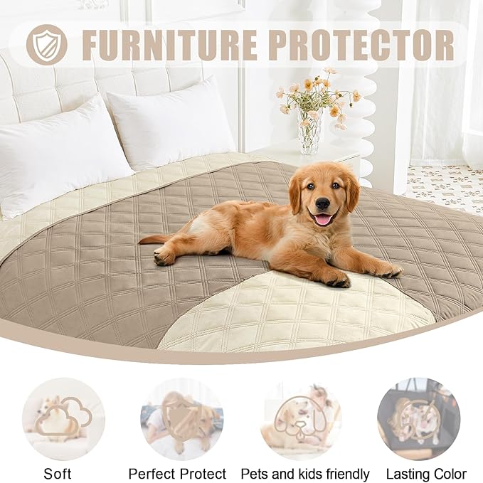 Smiry Waterproof Dog Bed Cover Blanket 30x70, Soft Reversible Pet Blanket, Washable Leakproof Cats Dogs Couch Cover for Sofa, Couch, Furniture, Taupe/Beige