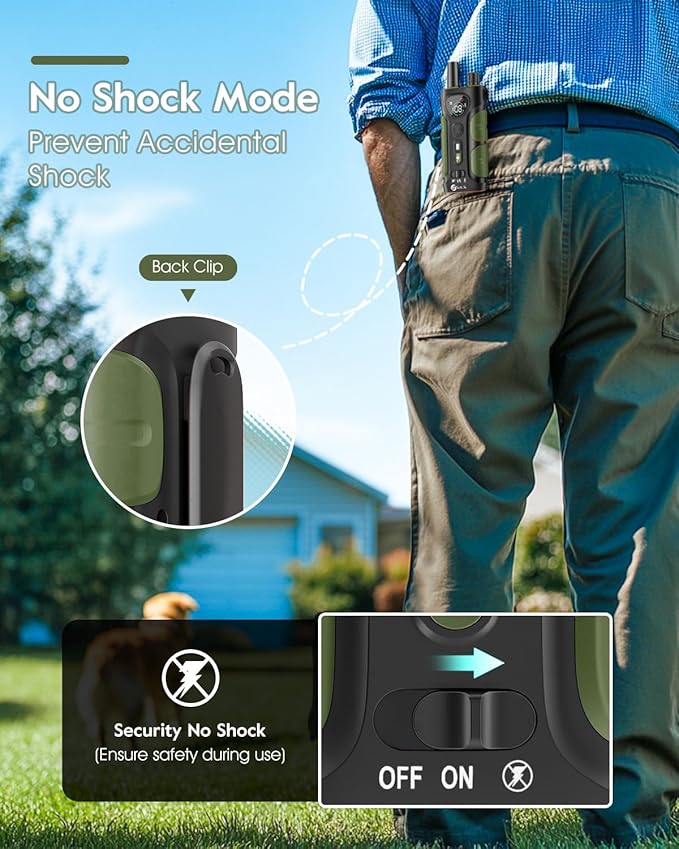 Dog Shock Collar,4200FT Dog Training Collar with Remote,IPX8 Waterproof E-Collar with Beep,Vibration,Shock,Flash Light,No Shock Mode,Electric Shock Collar for Small Medium Large Dogs,Green
