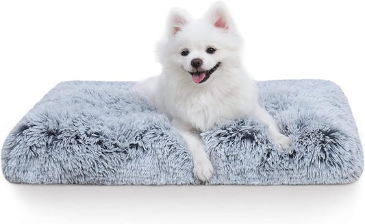 Vonabem Small Dog Bed Crate Pad 24 inch, Washable Puppy Bed, Soft Plush Pet Crate Beds, Anti-Slip Cat Bed, Dog Mats for Sleeping, Kennel Pad Grey