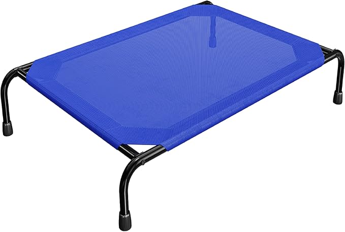 Simple Trending Raised Bed for Extra Large Dog, Waterproof XL Pet Cot, Breathable Big Bed Load 400lb, Blue