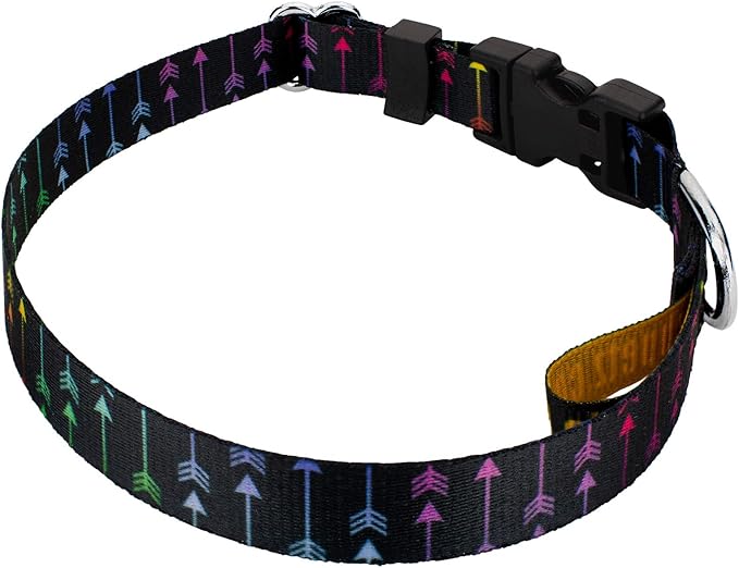 Country Brook Petz - Deluxe Colorful Arrows Dog Collar - Made in The U.S.A. - Chevron and Arrows Collection Featuring Linear Designs (1/2 Inch, Extra Small)
