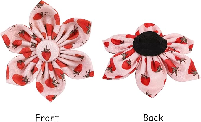 Lionet Paws Dog Collar with Flower - Cute Cotton Adjustable Flower Dog Collar with Metal Buckle for Medium Dog Girl Boy, M, Neck 13.5-22in