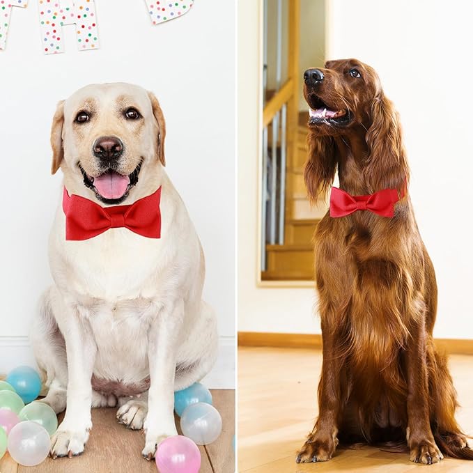 Segarty Dog Bowties for Medium Large Dogs, Adjustable Red Bowtie Collar, Durable Dog Neck Tie Tuxedo Comfortable Cotton Pets Bows Grooming Accessories for Formal Wedding Holiday Birthday Valentines