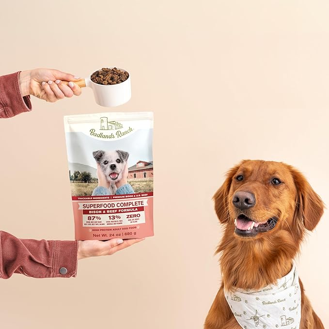 Superfood Complete, Air-Dried Adult Dog Food - High Protein, Zero Fillers, Superfood Nutrition by Katherine Heigl (64 oz, Beef & Bison Formula)
