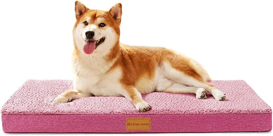 Patas Lague Orthopedic Dog Bed for Medium Dogs, Soft Comfortable Waterproof Egg Crate Foam Medium Pet Beds Mat with Removable Washable Cover, 30''X20'' Pink
